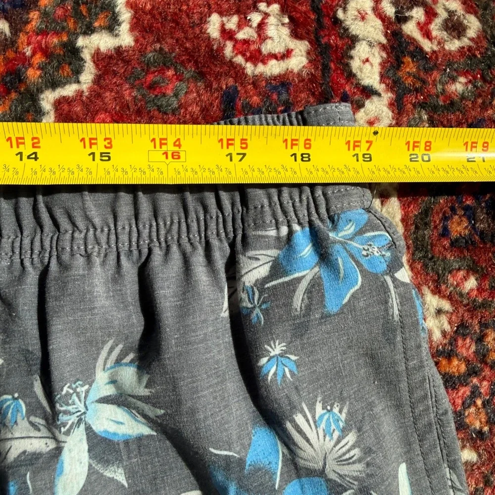 Hang Ten Hybrid Shorts Mens 3XL Gray Blue Floral Hibiscus Drawstring Pockets